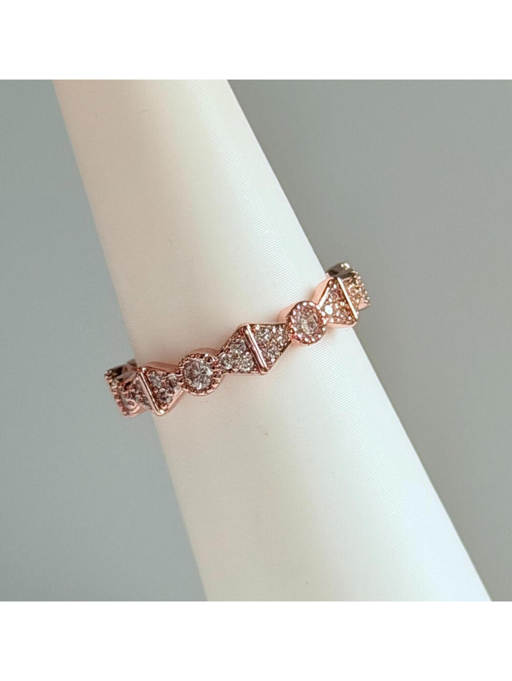 Bomb Party Band Ring Sz 7 RG31519 "Wrapped With Love" Cz on Rose Gold (Bow Ring)